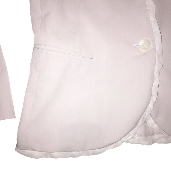 White Blazer Ruffle Trim Business Professional Work Necessary Objects Medium - Picture 4 of 13